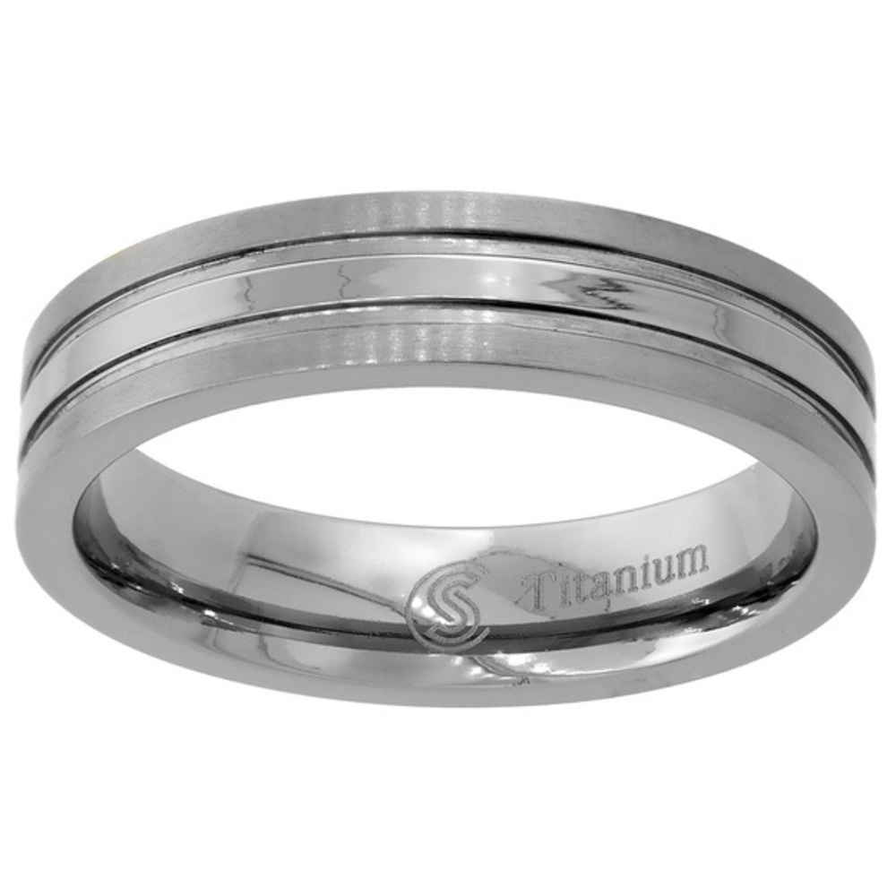5mm 7mm Titanium Rings for Men Polished Stripe